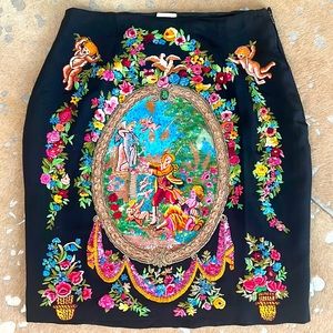 MAGNIFICENT TODD OLDHAM EMBROIDERED SILK SHORT SKIRT